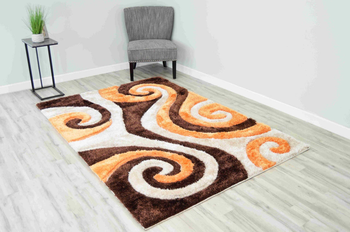4d Shaggy Area Rug 6499 Brown-Orange