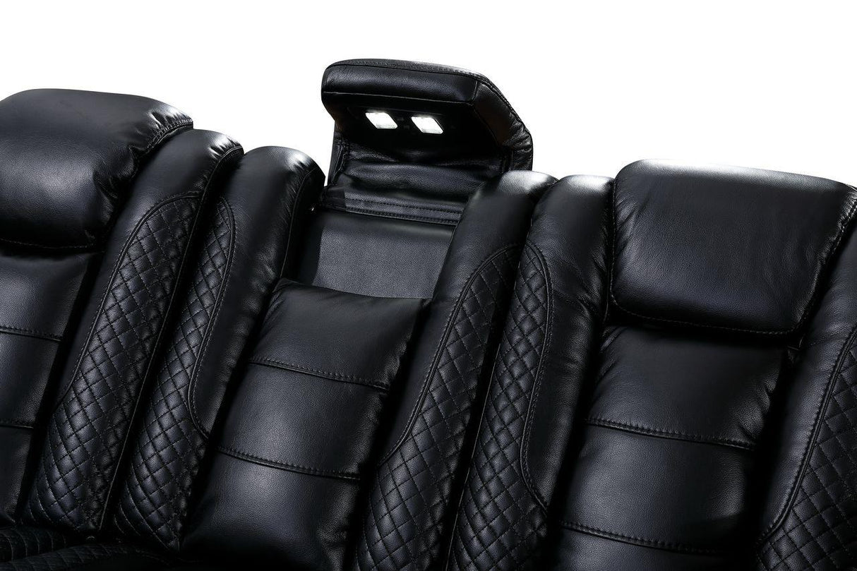 Zachary Black 3 PC Reclining Sectional w/ LED & Speakers