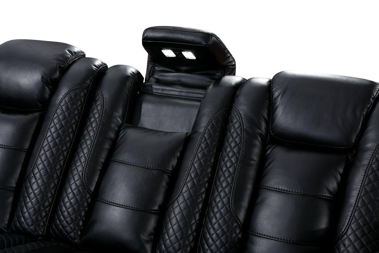 Zachary Black 3 PC Reclining Sectional w/ LED & Speakers