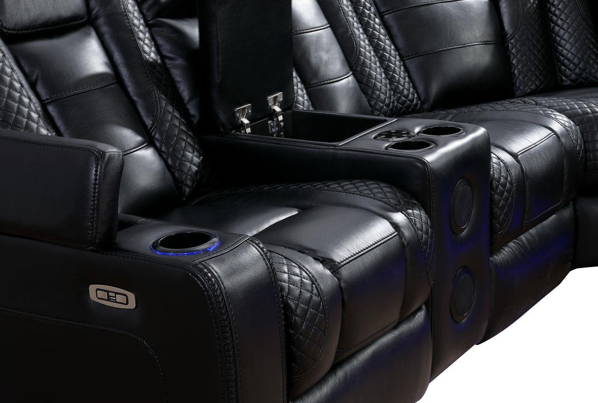 Zachary Black 3 PC Reclining Sectional w/ LED & Speakers