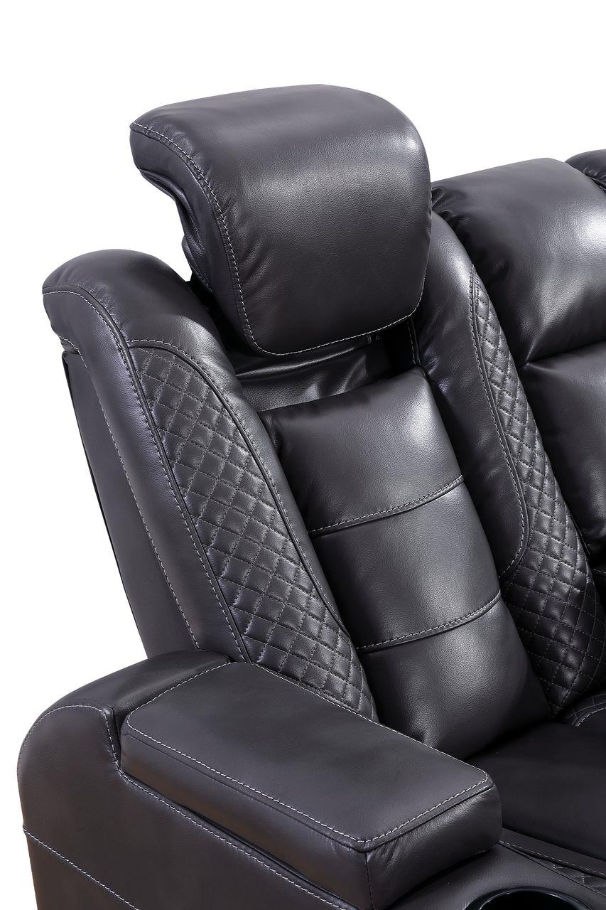 Zachary Gray 3 PC Reclining Sectional w/ LED & Speakers
