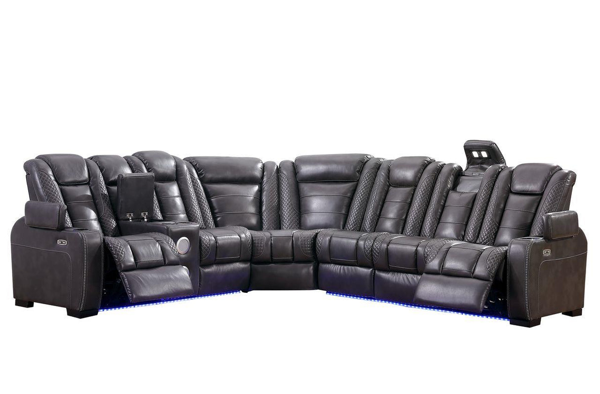Zachary (Power) Rhf Sofa with Dropdown Table / Wireless Charger / Led Light / Power Headrest - Grey