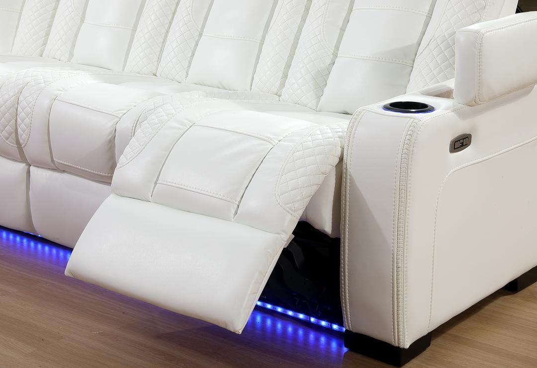 Zachary White 3 PC Reclining Sectional w/ LED & Speakers