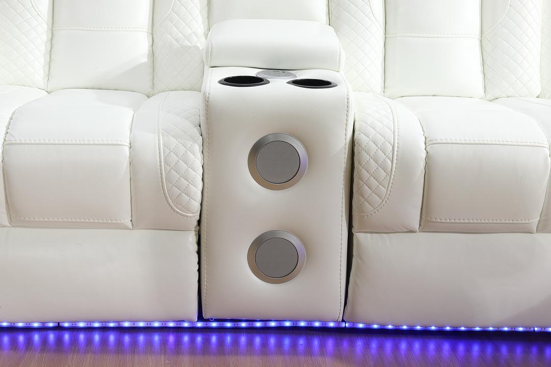 Zachary White 3 PC Reclining Sectional w/ LED & Speakers