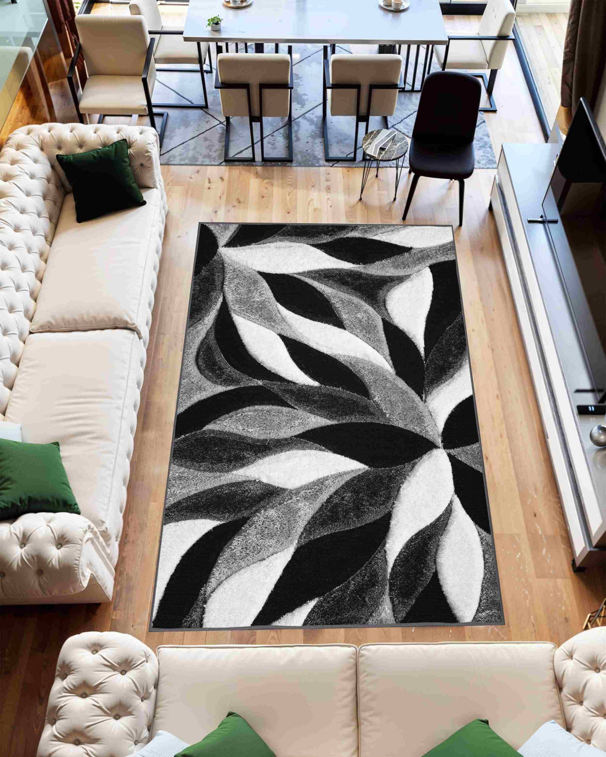 4d Shaggy Area Rug 6994 Grey
