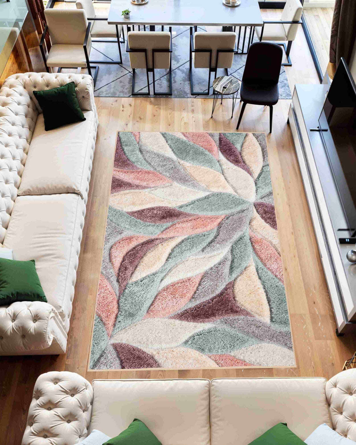 4d Shaggy Area Rug 6994 Pink