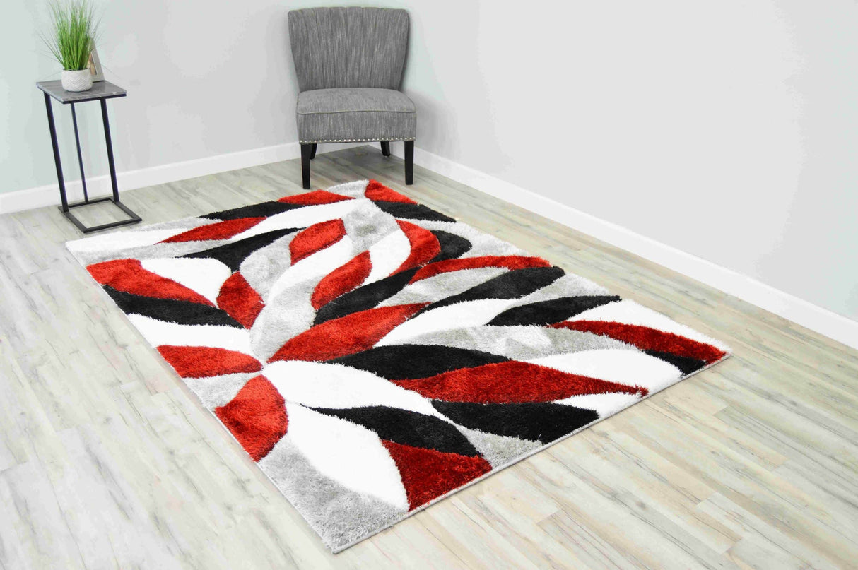 4d Shaggy Area Rug 6994 Red