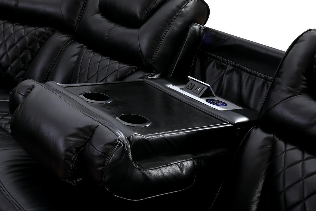 Jax Black 3 PC Reclining Sectional w/ LED & Speakers
