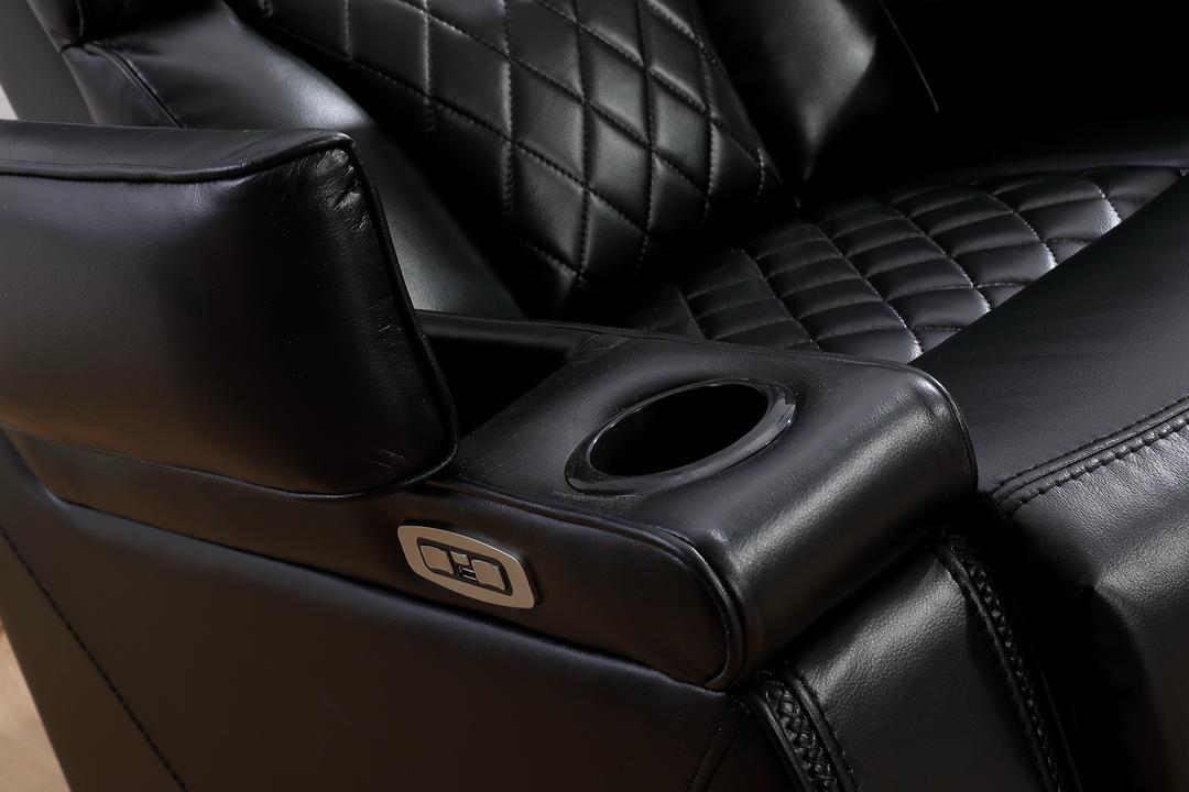 Jax Black 3 PC Reclining Sectional w/ LED & Speakers