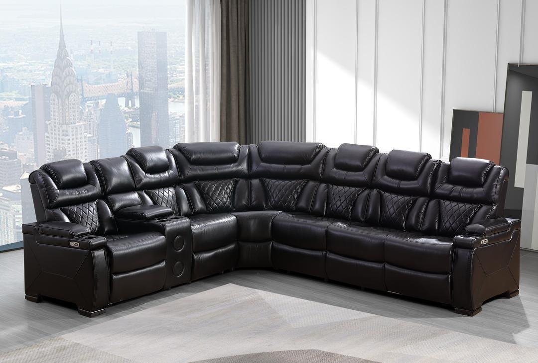 Jax Black 3 PC Reclining Sectional w/ LED & Speakers