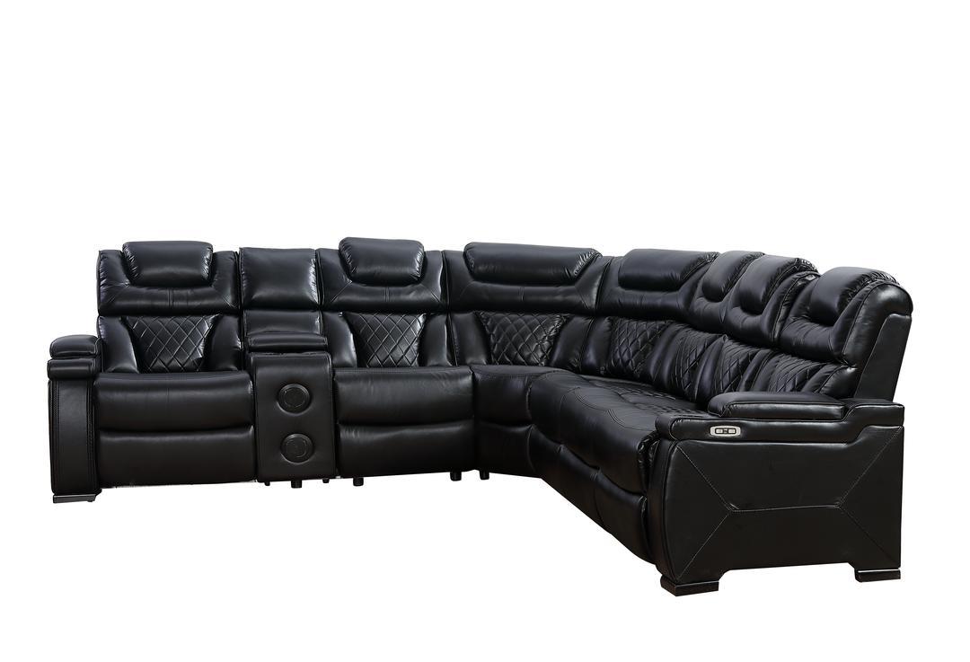 Jax Black 3 PC Reclining Sectional w/ LED & Speakers