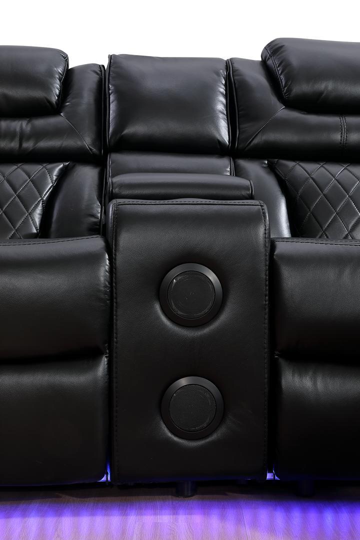 Jax Black 3 PC Reclining Sectional w/ LED & Speakers