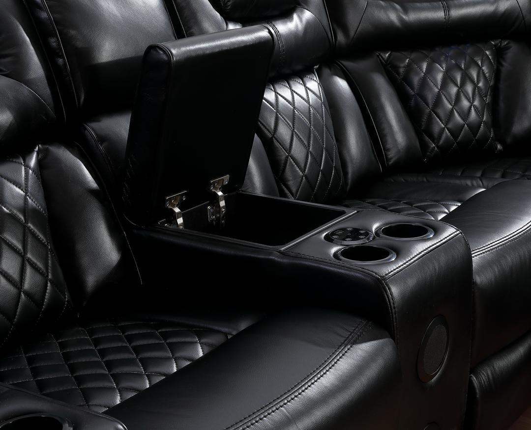 Jax Black 3 PC Reclining Sectional w/ LED & Speakers