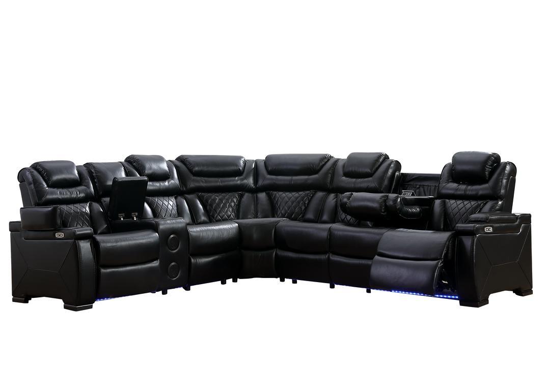 Jax Black 3 PC Reclining Sectional w/ LED & Speakers