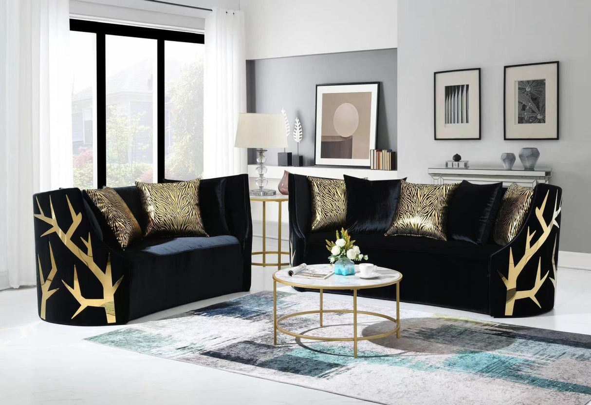L835 Living Room Set - Black, Gold
