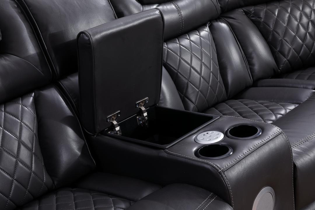 Jax Gray 3 PC Reclining Sectional w/ LED & Speakers
