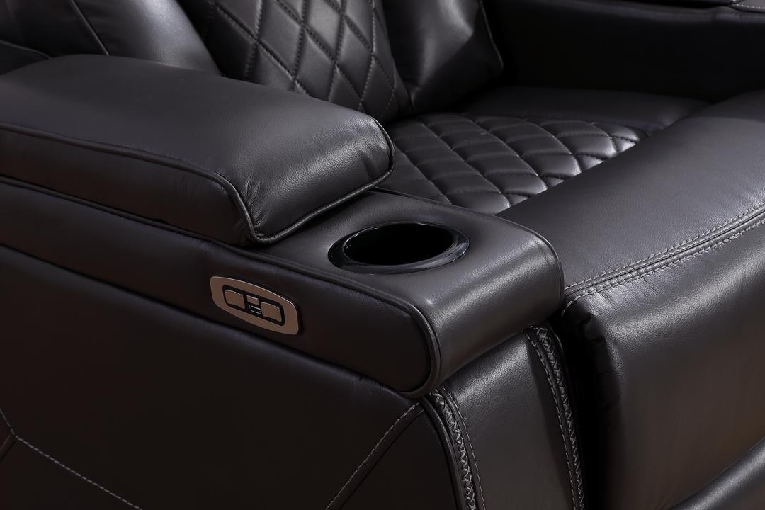 Jax Gray 3 PC Reclining Sectional w/ LED & Speakers