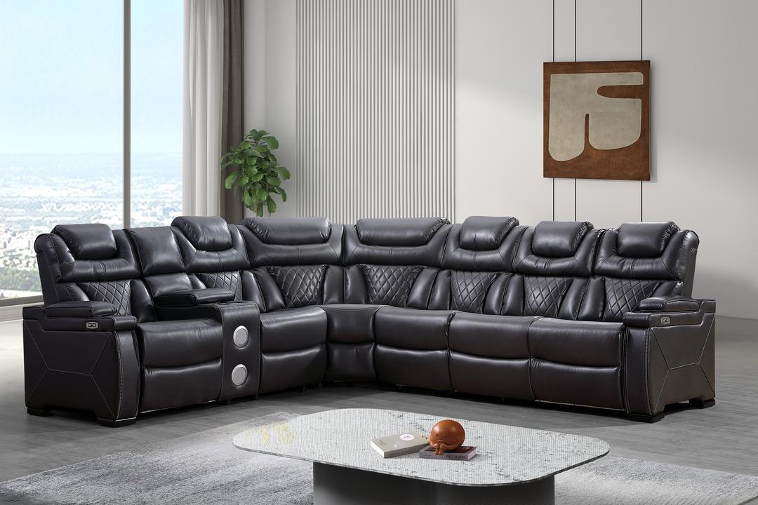 Jax Gray 3 PC Reclining Sectional w/ LED & Speakers