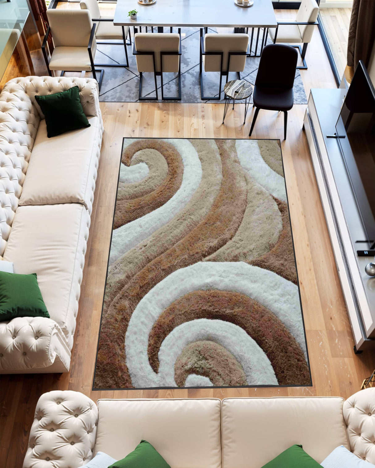 3d Shaggy Area Rug 886 Beige