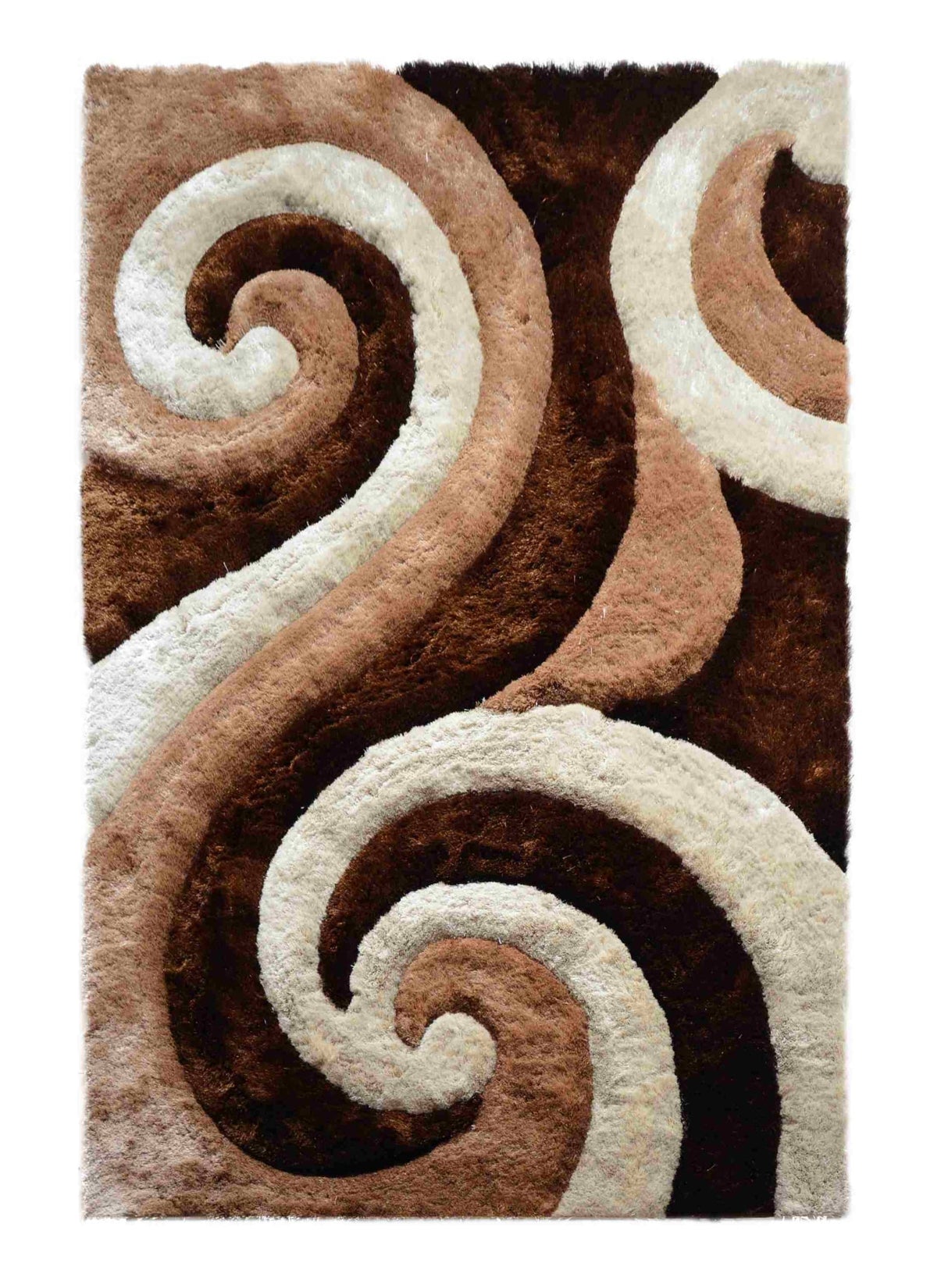 3d Shaggy Area Rug 886 Brown