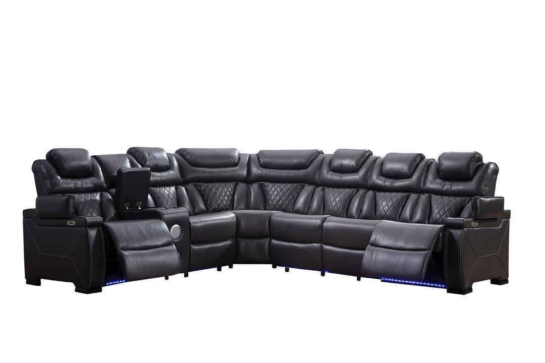 Jax Gray 3 PC Reclining Sectional w/ LED & Speakers