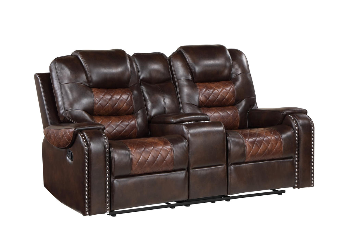 Harlow manual reclining loveseat with console, brown