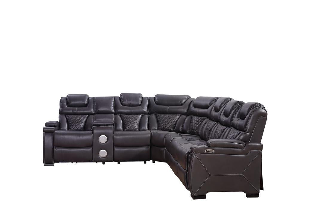 Jax Gray 3 PC Reclining Sectional w/ LED & Speakers
