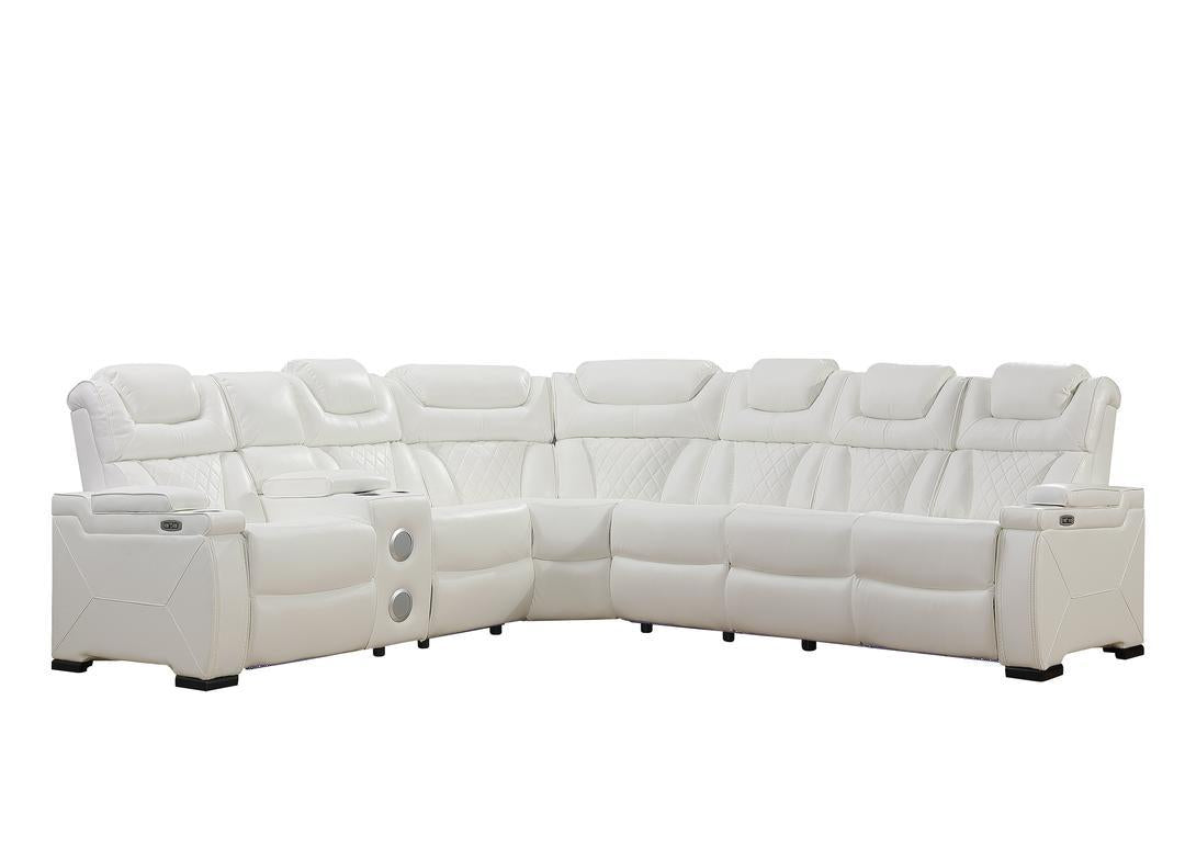Jax White 3 PC Reclining Sectional w/ LED & Speakers