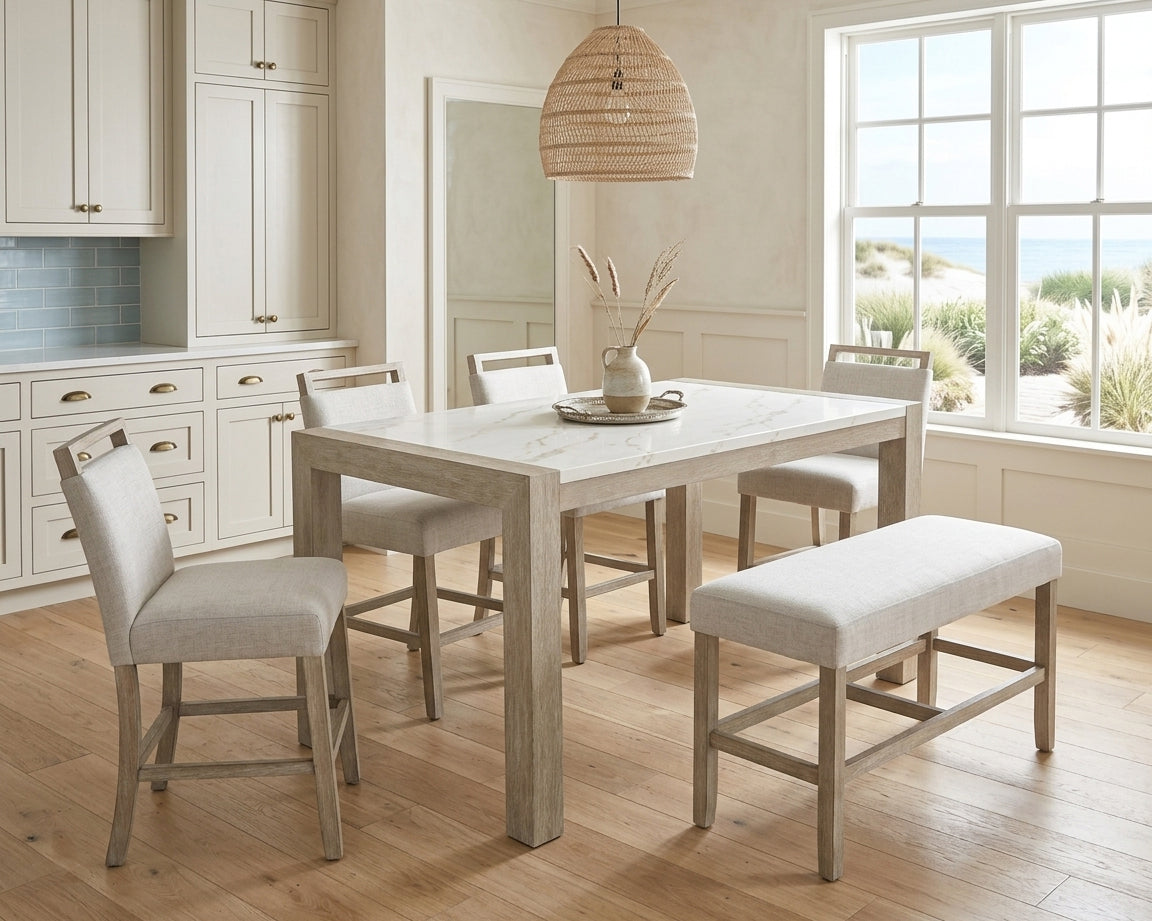 Hazel Genuine Counter Height Table - Marble