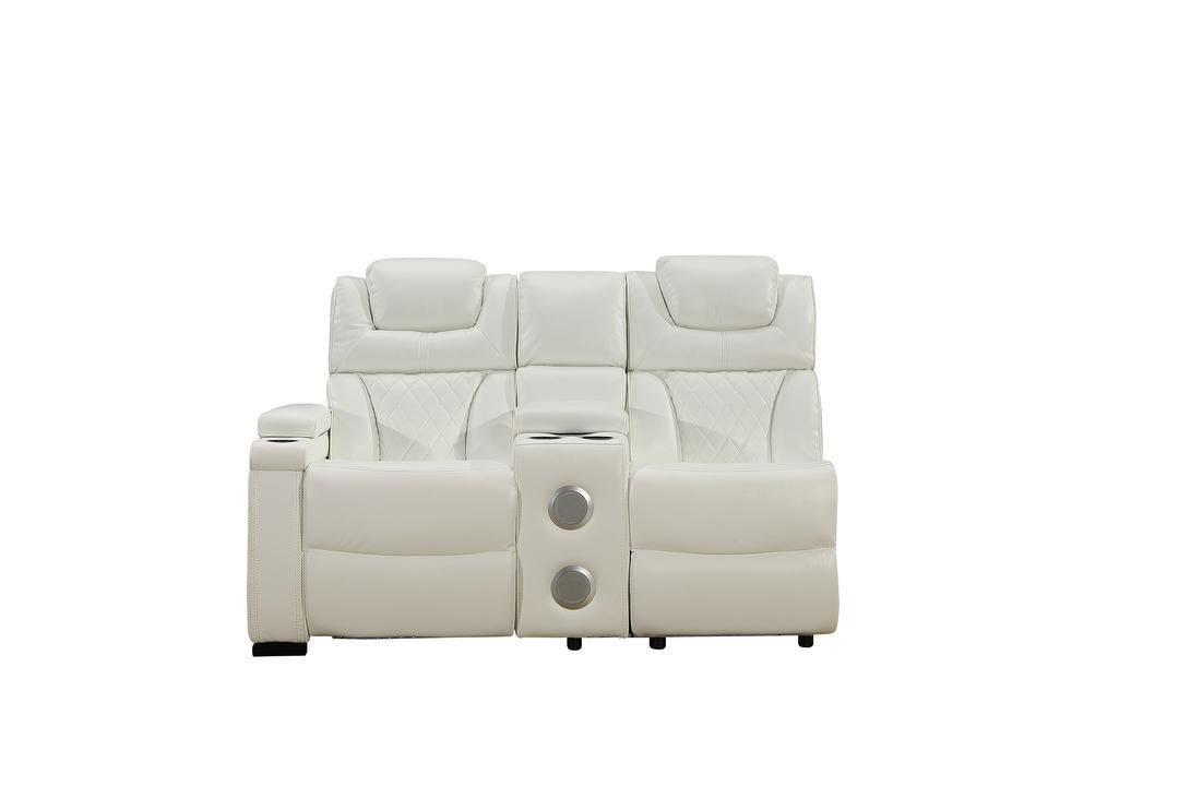 Jax White 3 PC Reclining Sectional w/ LED & Speakers