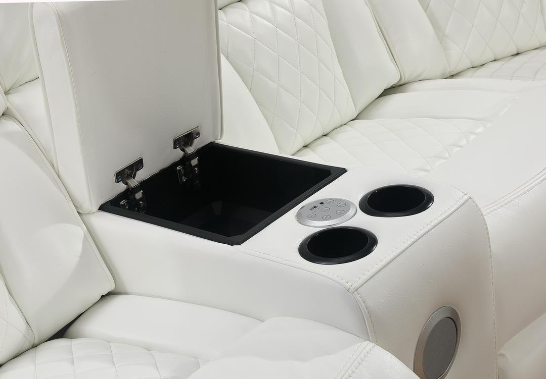 Jax White 3 PC Reclining Sectional w/ LED & Speakers
