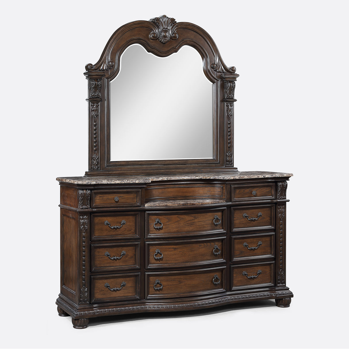 Stanley dresser with mirror coffee brown
