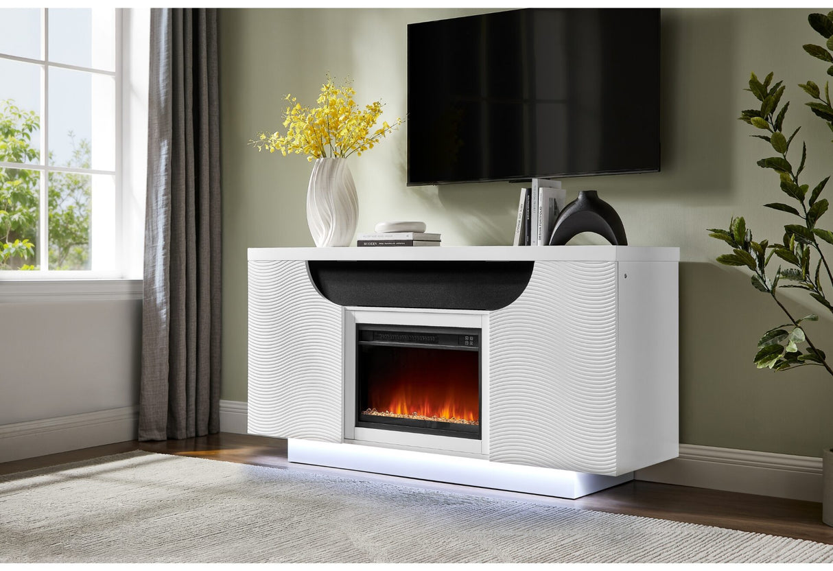 Lily Dark Grey Entertainment Unit 72 Inch W Led Speakers Crystal Inserts
