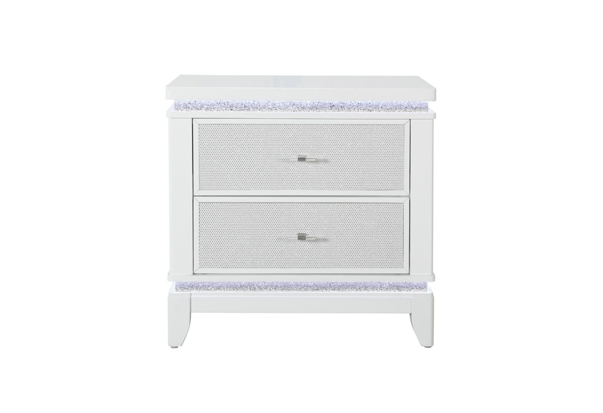 Alina White Nightstand with LED and USB