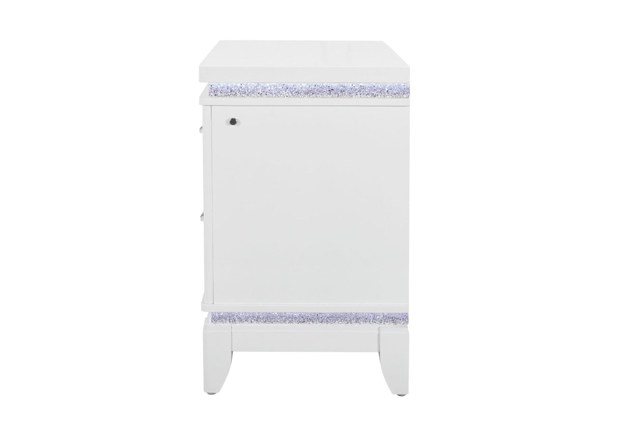 Alina White Nightstand with LED and USB
