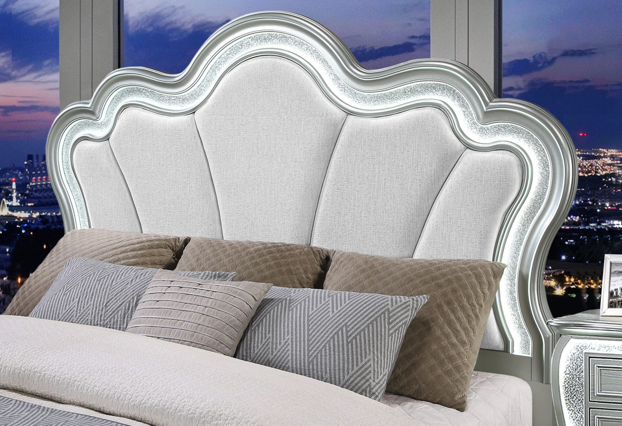 Aria Silver King Bed with LED