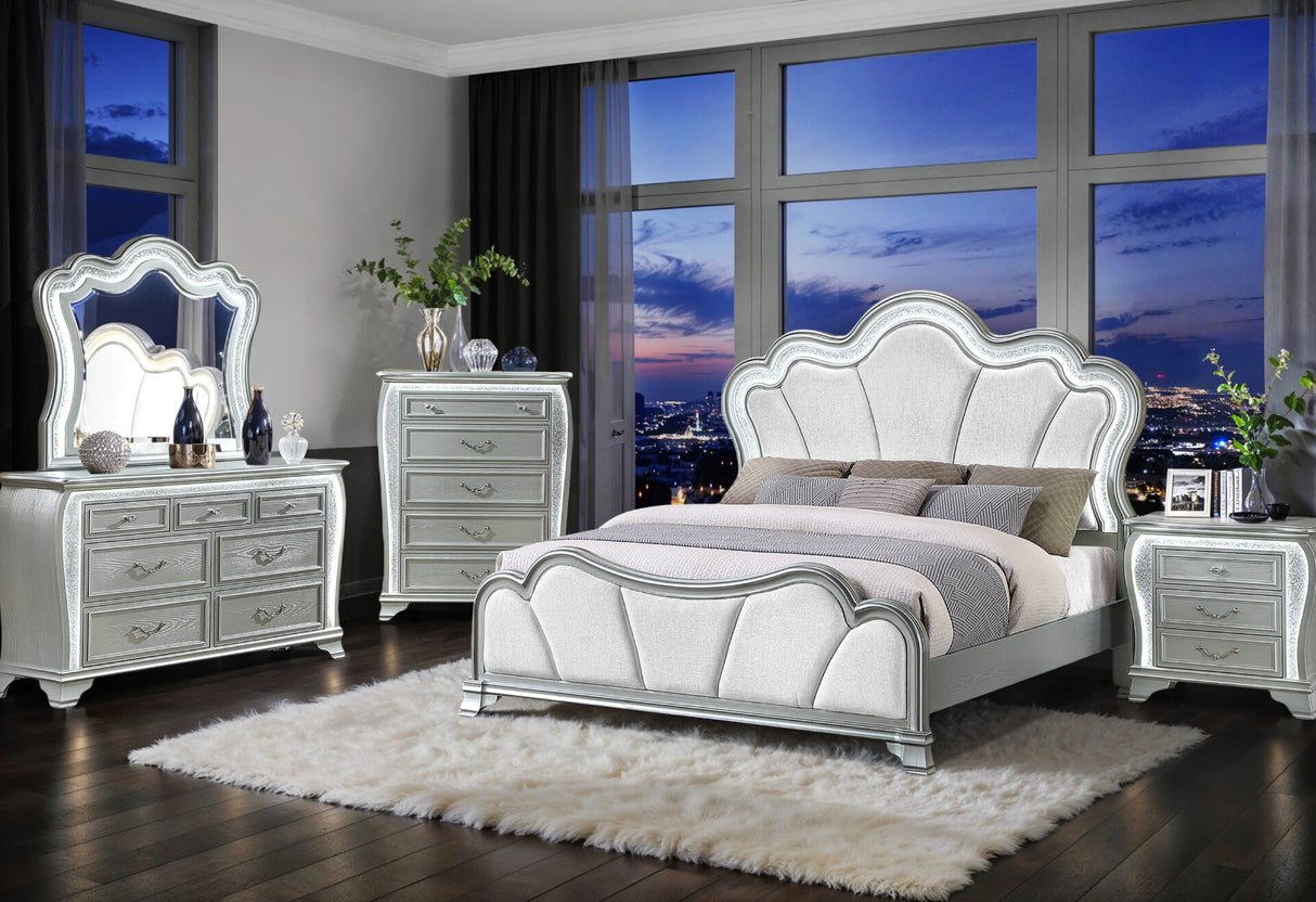 Aria Silver King Bed with LED