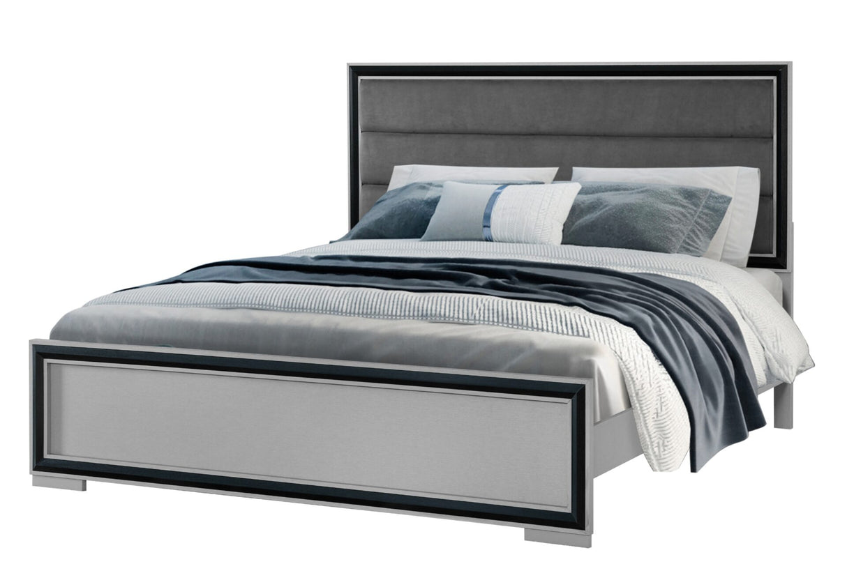 Amelia Grey Black Queen Bed Group with LED