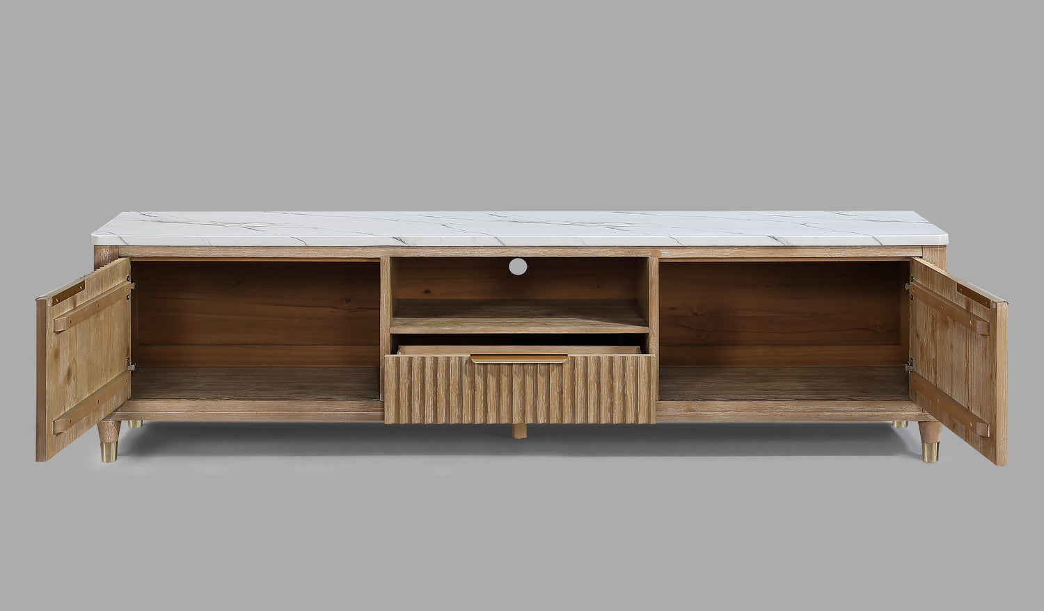 KARA TV STAND-CERUSED NATURAL