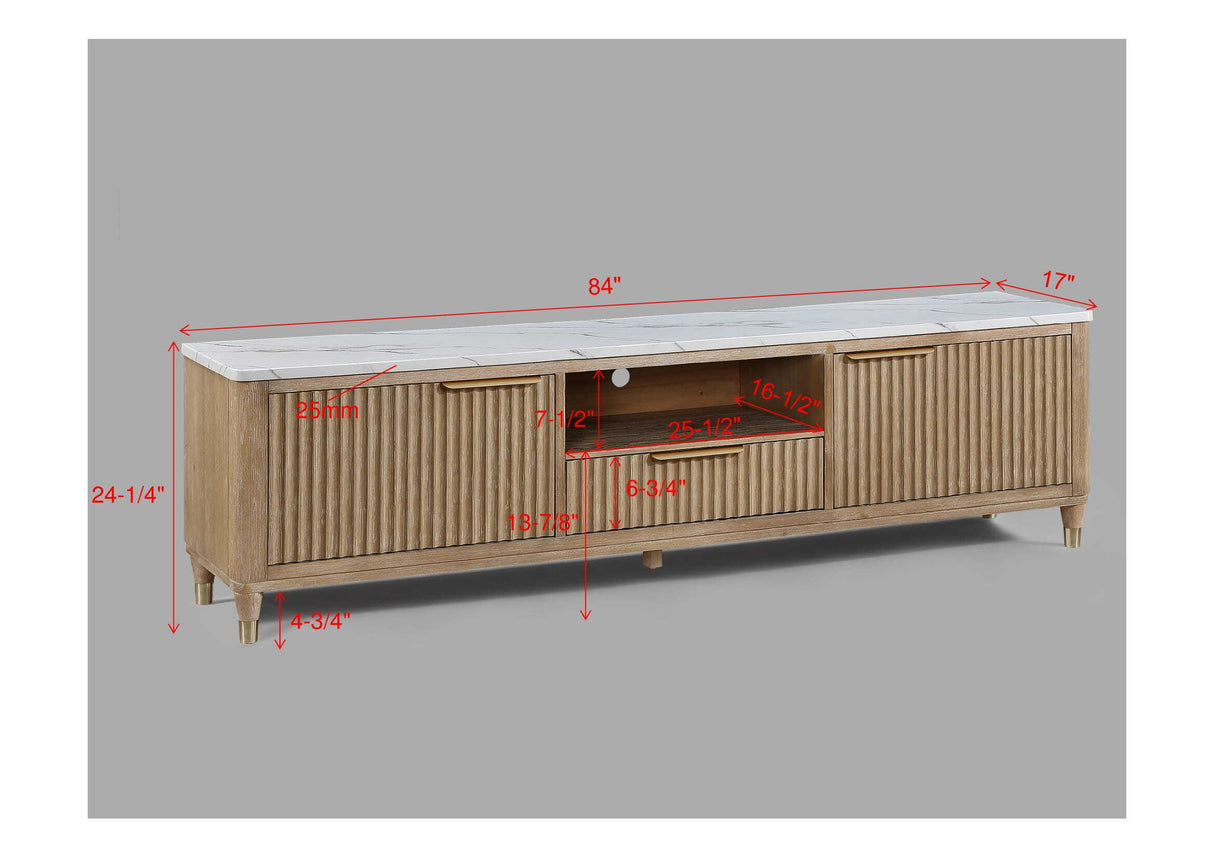 KARA TV STAND-CERUSED NATURAL