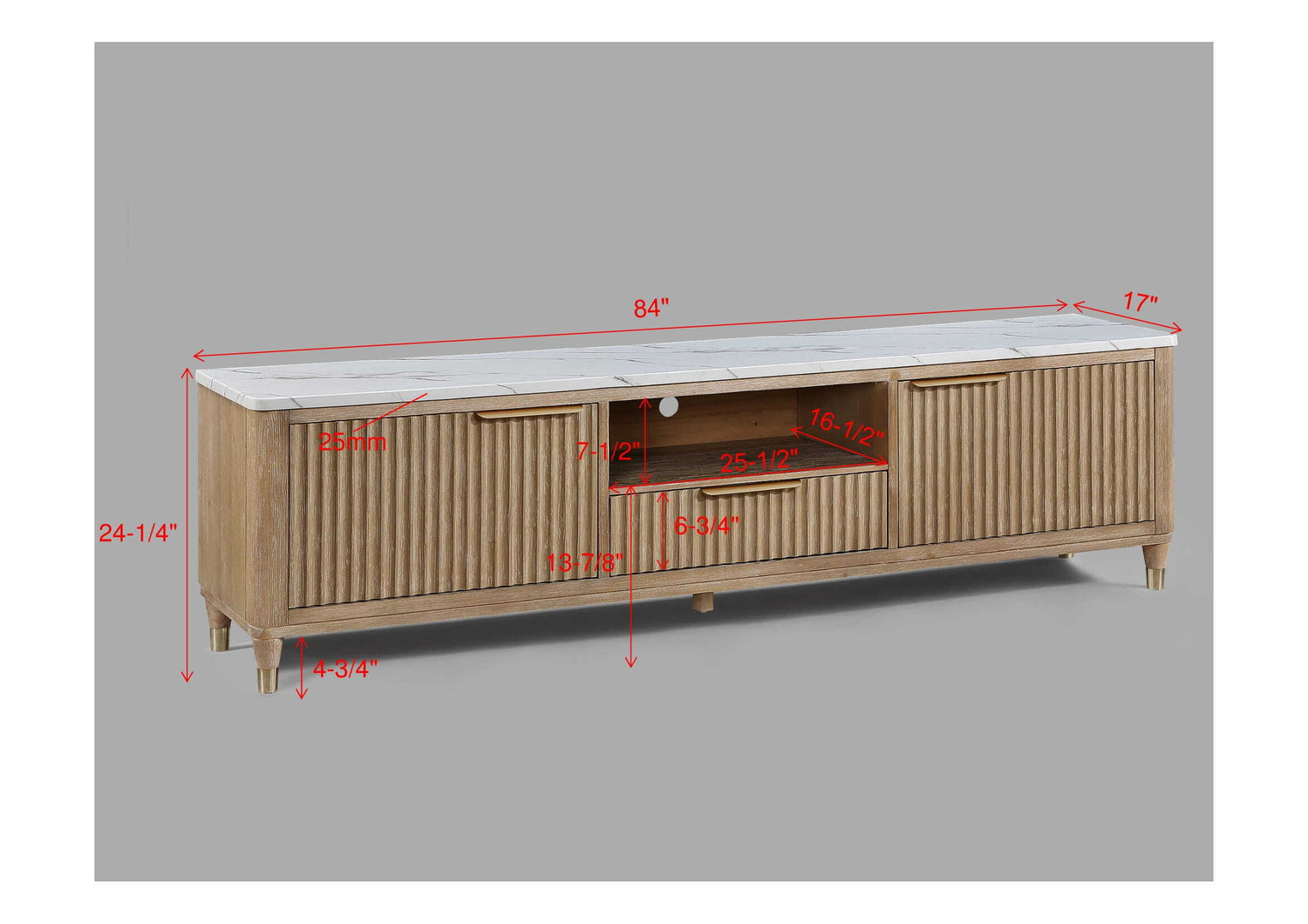 KARA TV STAND-CERUSED NATURAL