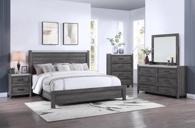 Mara Gray 4-Piece (Queen Bed, Dresser, Mirror, Nightstand)