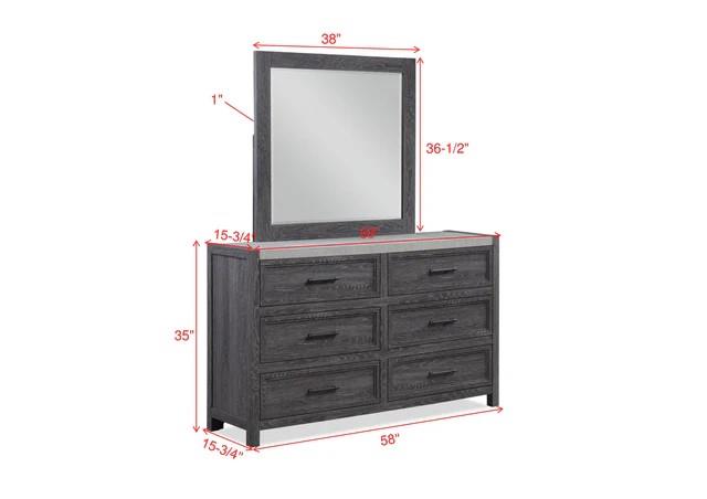 Mara Gray 4-Piece (Queen Bed, Dresser, Mirror, Nightstand)