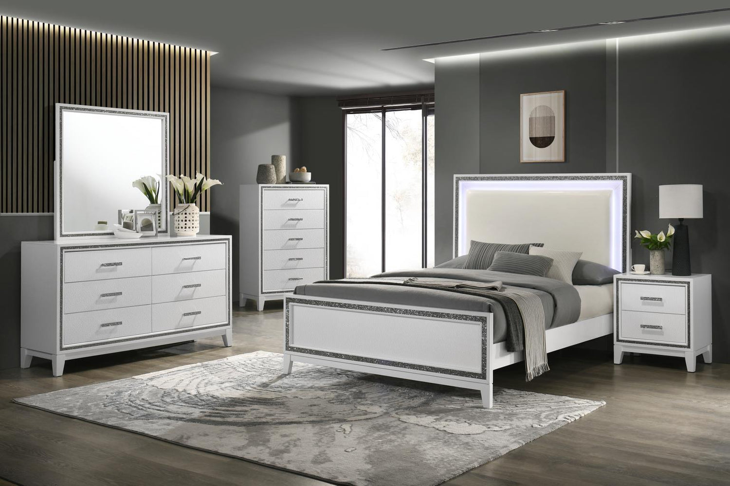 Tala White 5-Piece (Twin Bed, Dresser, Mirror, Nightstand, Chest)