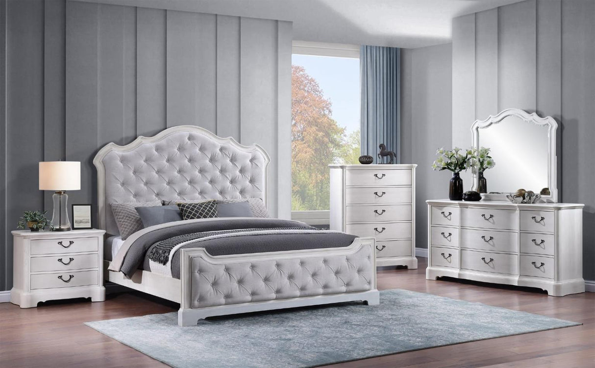 Zayden White 5-Piece (King Bed, Dresser, Mirror, Nightstand, Chest)
