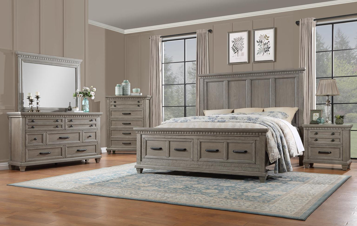Jaxon Light Grey 3-Piece (Queen Bed, Dresser, Mirror)