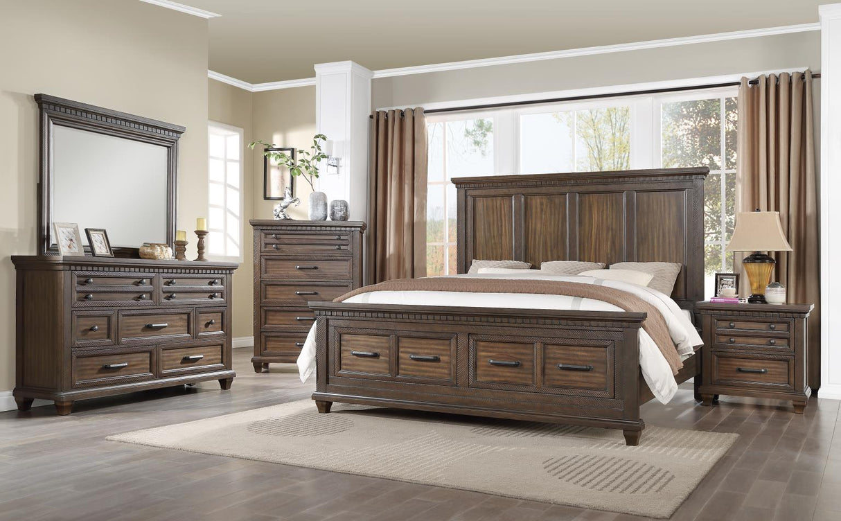 Jaxon Brown 5-Piece (King Bed, Dresser, Mirror, Nightstand, Chest)