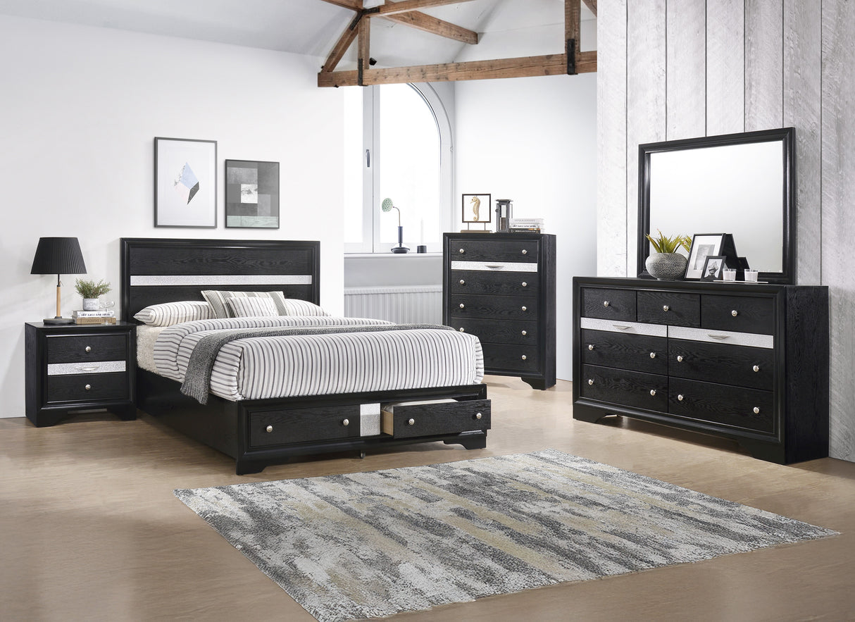 Regata Black Queen Storage Bed