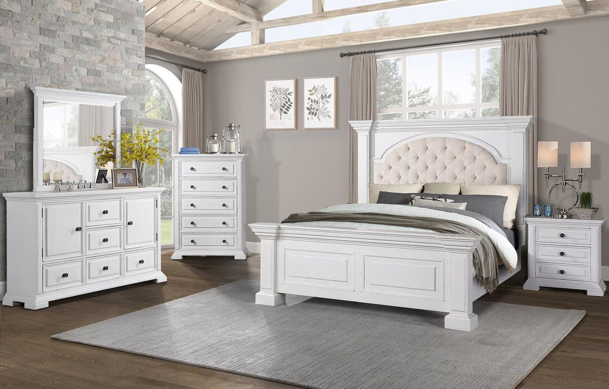 Amelio White 4-Piece (King Bed, Dresser, Mirror, Nightstand)