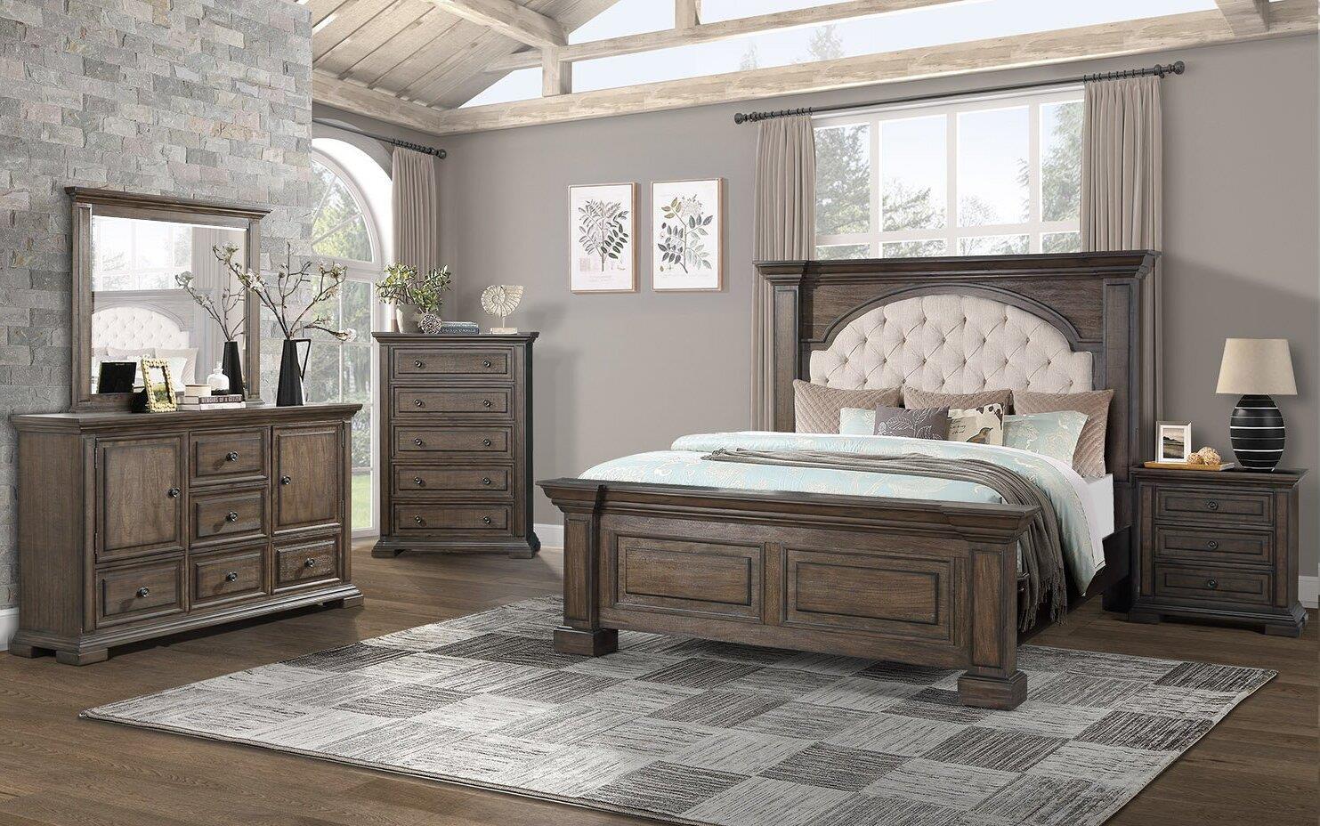 Amelio Brown 3-Piece (Queen Bed, Dresser, Mirror)